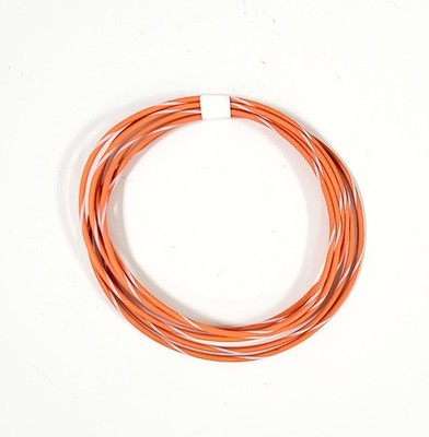 25 FEET AUTOMOTIVE WIRE 18 AWG HIGH TEMP TXL WIRE ORANGE WITH WHITE STRIPE