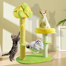 24 Inch Fan-Shaped Cat Tree with Perch Hammock Sisal Scratching Post