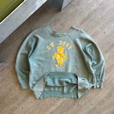 VINTAGE 60s  CW Post Sun Faded Green Raglan Crewneck Sweatshirt sz M