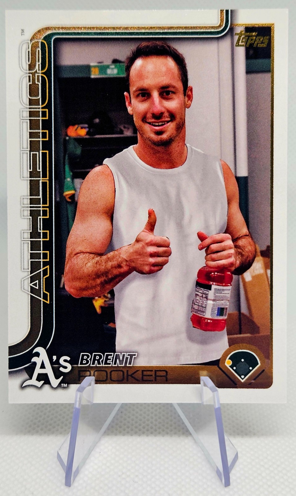 Brent Rooker 2025 Topps Series 1, #129 Golden Mirror Image Variation, Athletics