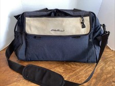 Large Eddie Bauer Diaper Travel Bag Navy  Tan Suede With Changing Pad