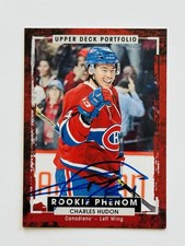 Charles Hudon Canadiens Autographed 2015-16 Portfolio Rookie Hockey Card 228 COA. rookie card picture