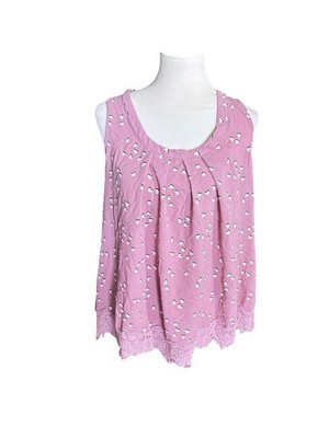 Women s Loose Fitting Tank Top Pink JANET CHUNG Size 1X