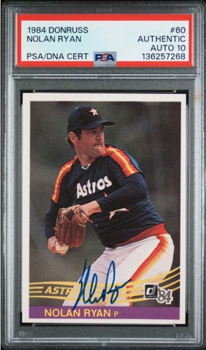 1984 Donruss Nolan Ryan HOF Signed Baseball Card #60 PSA/DNA Certified Auto 10