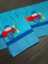 Set Airplane Plane Blue White Valances Curtains Baby Boy Nursery Aviator 48 x 17