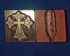 Tandy Craftool 3D Leather Stamps 2-Piece Lot - Cross 8614  Single Feather 8502