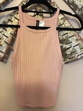 H M Divided Ribbed Light Pink Tank Top Size Small