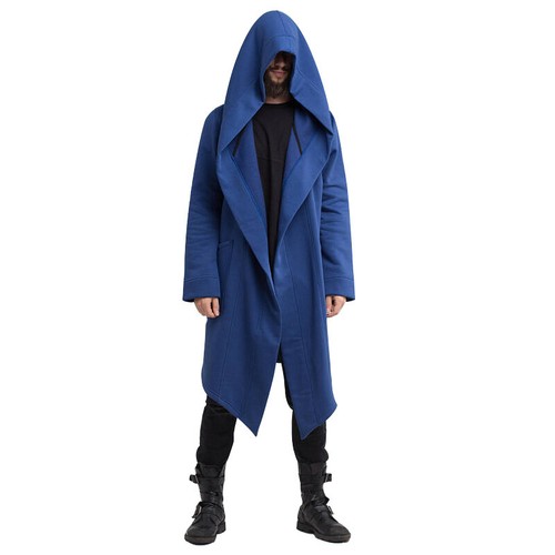 Mens Solid Hoodie Long Jacket Cardigan Leisure Trench Cloak Cape Coat Outwear L✜ - Picture 11 of 16