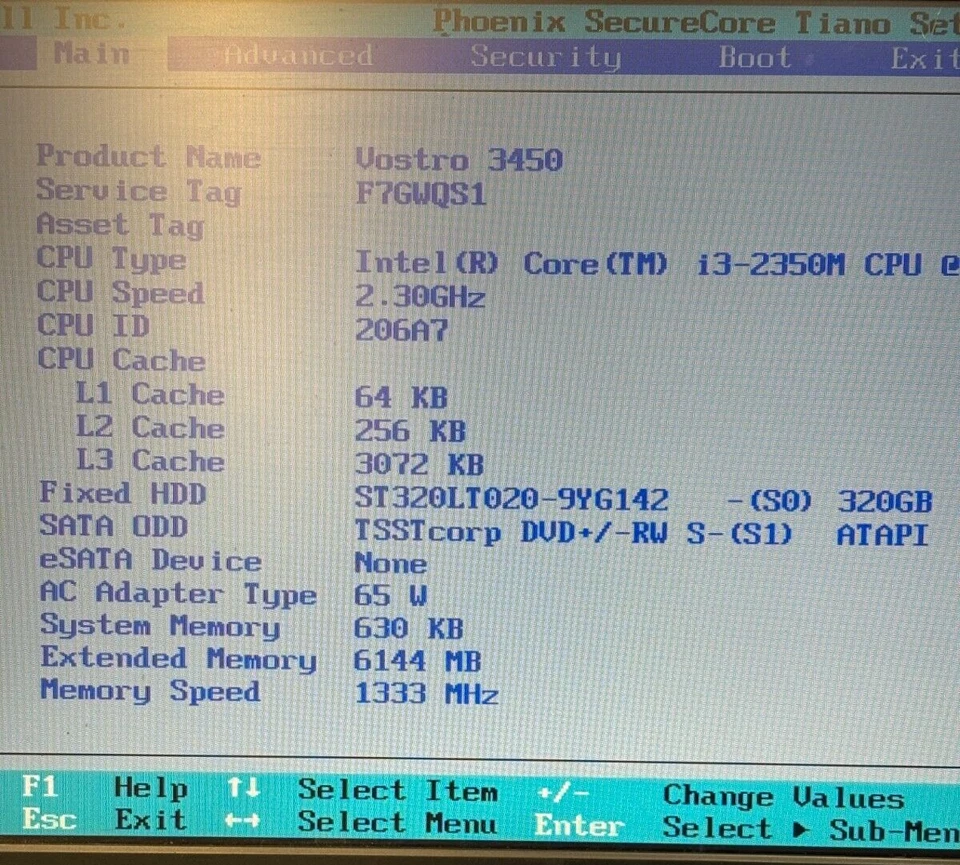 Dell Vostro 3450 Laptop PC Core i3-2350M 6GB 320GB HDD Boots/Bios No OS H2577 - Image 2 of 4