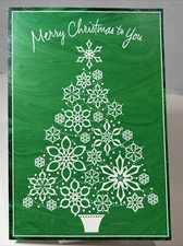 Hallmark Christmas Greeting Card Unused Merry Christmas To You Tree Green White