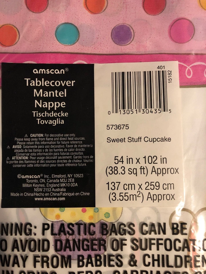 Mantel de plástico para decoración de fiesta de cumpleaños con cupcakes para pastel de cosas dulces Foto 3 de 4