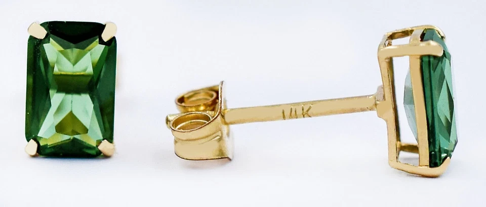 PENDIENTES TSAVORITA GENUINOS 1,28 quilates oro amarillo macizo 14k - Valoración gratuita Foto 3 de 4