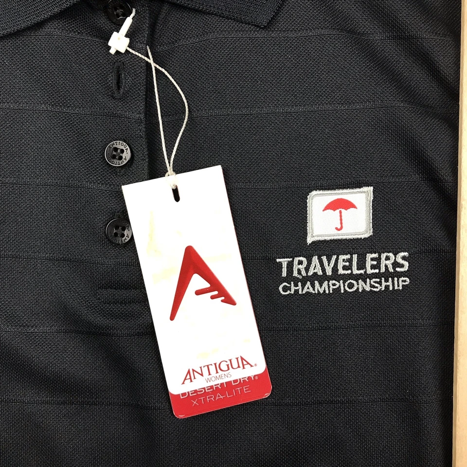 Camisa Travelers Championship Mujer Grande Negra Polo Desert Dry Golf Top Nueva con Etiquetas Foto 4 de 4