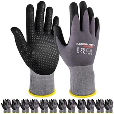 Gasoline Safety Work Gloves Extra Micro-Foam Nitrile Coated-12 Pairs / Dots