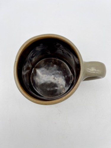 Taza vintage 1995 BBP Beaumont Brothers cerámica gres gris marrón corazón azul - Imagen 5 de 6