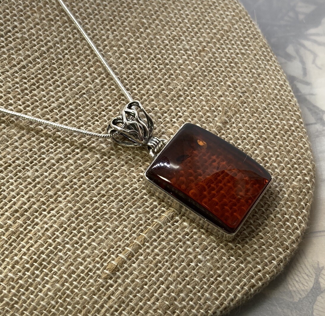 Handmade HONEY AMBER Rectangular 925 Sterling Sil… - image 4