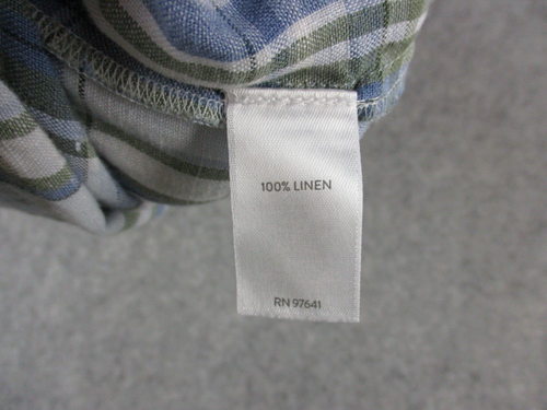 J Jill Top Shirt Womens Medium Blue Green Love Linen Popover Roll Tab Pockets - Picture 4 of 7