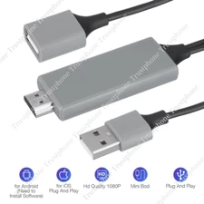 USB HDMI Cable 1080P Phone to Digital TV HDTV AV Adapter For iPhone iPad Android