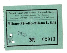 BIGLIETTO  SOCIETA' LOMBARDA SERVIZI AUTOMOBILISTICI MILANO NIVOLTO  MILANO 1933