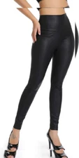 KIWI RATA Women's High Waist Faux Leather Large, A- Basic Snake Black (Basic) 