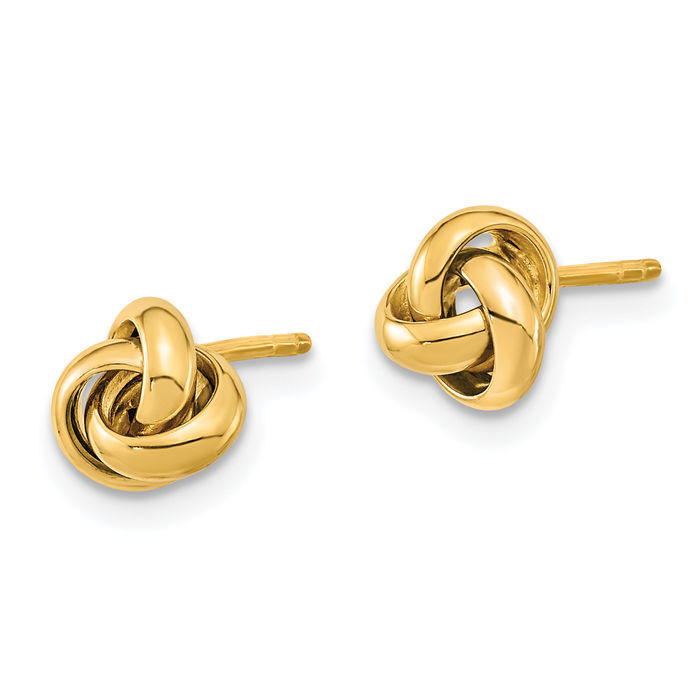 14K Solid Yellow Gold Love Knot Stud Earrings | eBay