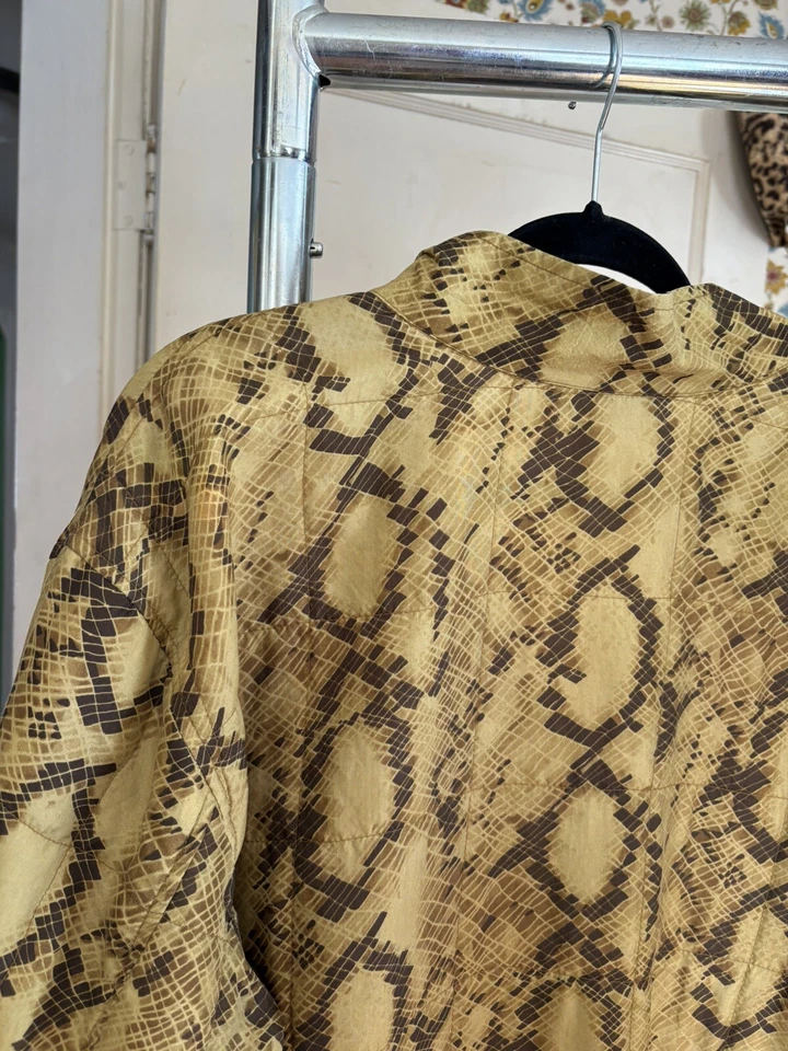 Chaqueta Bomber De Colección Años 80 90 Estampado Piel de Serpiente Cremallera Completa Seda Indie Sordidez Punk Foto 4 de 4
