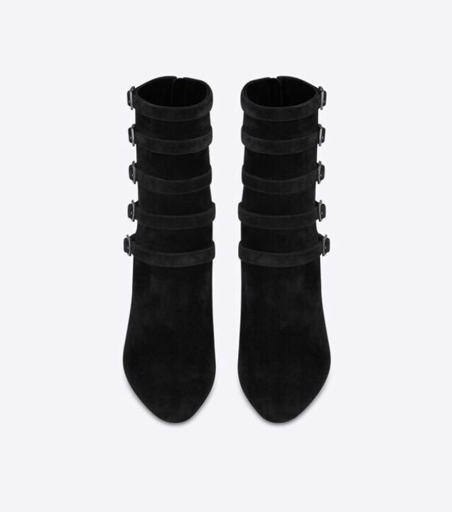 SAINT LAURENT STIVALETTI DONNA IN CAMOSCIO NERO STILE LOU 580072 0LI00 1000