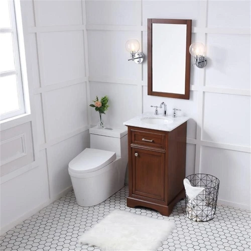 Elegant Decor Americana 19" Single Marble Top Bathroom Vanity in Teak - Picture 16 of 18