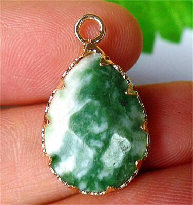 23x14x6mm Alloy Wrapped Natural Green Spot Jasper Facet Teardrop Pendant BQ69429