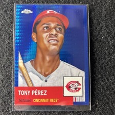 Tony Perez Topps Chrome 2022 Blue Prizm Refractor Platinum Anniversary Reds #411