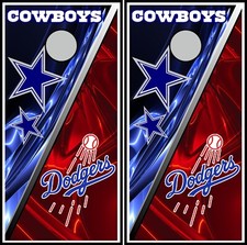 cowboys  dodgers split 831 cornhole board vinyl wraps