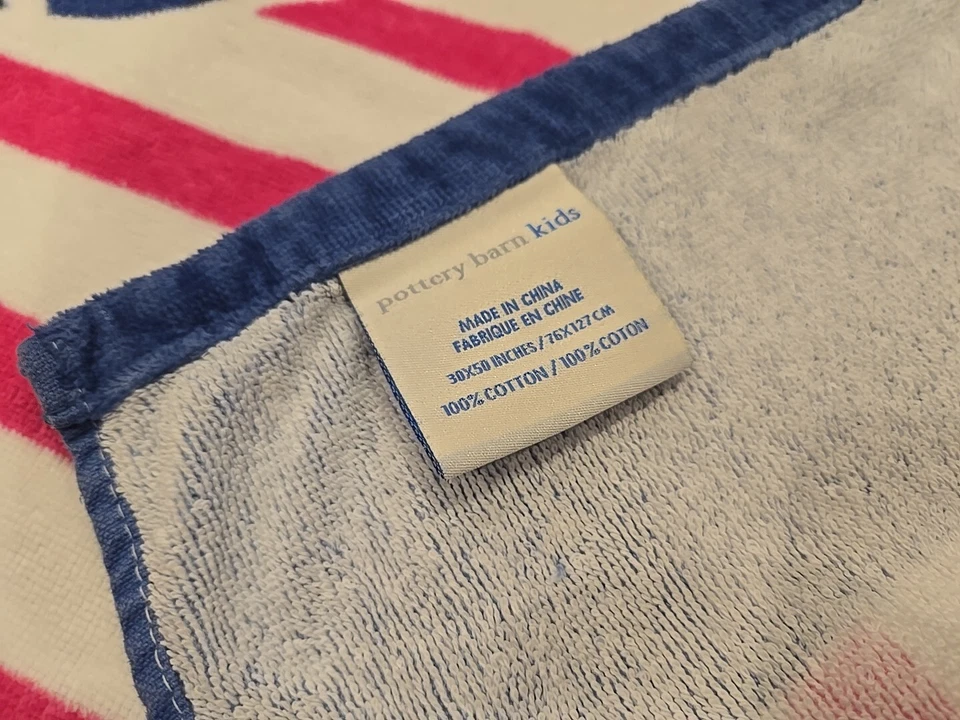 Kids Girls Pottery Barn Kids Pink & White Stripe W Blue Whale Toddler Hooded... - Image 4 of 4