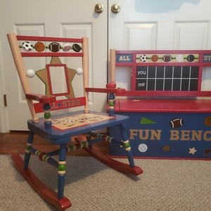 AllStar Sports BUNDLE: FunBench (storage/toybox) AND Rocking Chair [Gently Used]
