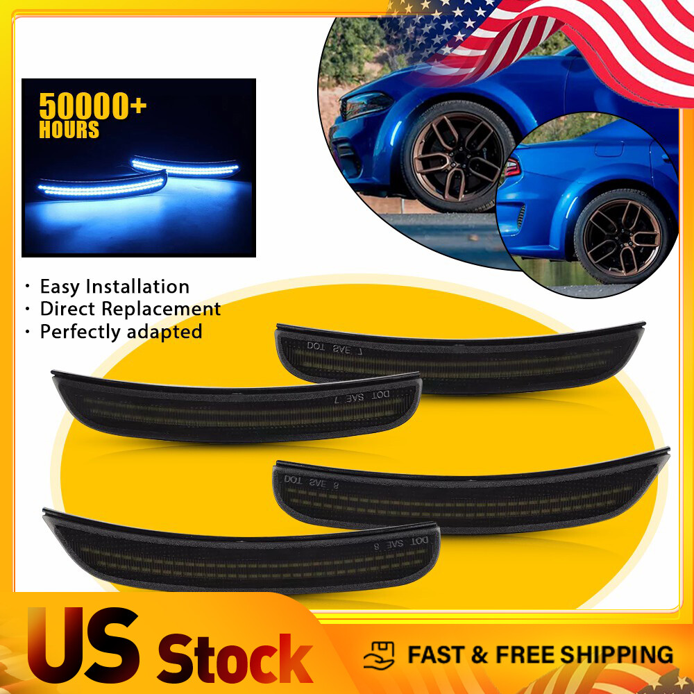 2015-21 Dodge Charger White LED Side Marker Lights Front & Rear Set 68214126