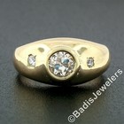 Diamond Domed Polished Wedding Band Ring Men's Vintage 14K Gold 0.62ctw 3 Stone