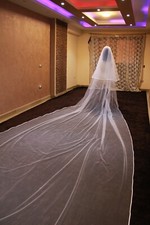 bridal veil 2 Tier satin edge white for bride free ship