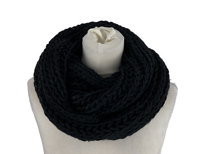 Schal Loop Schlauchschal Strickschal Damen Schwarz Strick Winter Warm Boom It