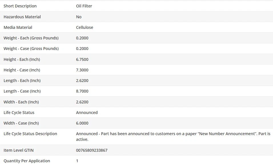 Filtro de aceite tipo OEM WIX para BMW 328D XDRIVE 2014-2018 L4-2,0 L Foto 4 de 4