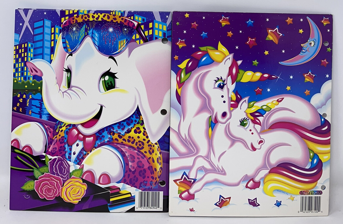 ユニコーンファイル1987-1993 Vintage Lot Lisa Frank Markie the Unicorn Elephant Folders 3-Ring