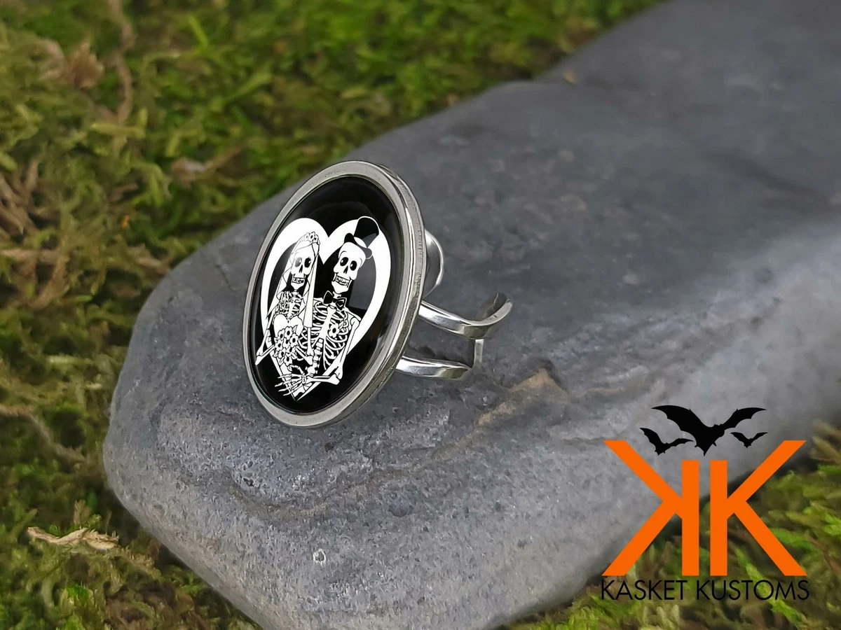 Day of the Dead Wedding Ring Sugar Skull Bride Groom Jewelry