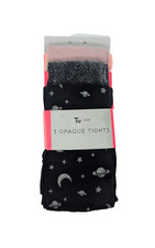 TU Kids Girls 3 Opaque Tights - Pink/Black 9-10 13-14 years