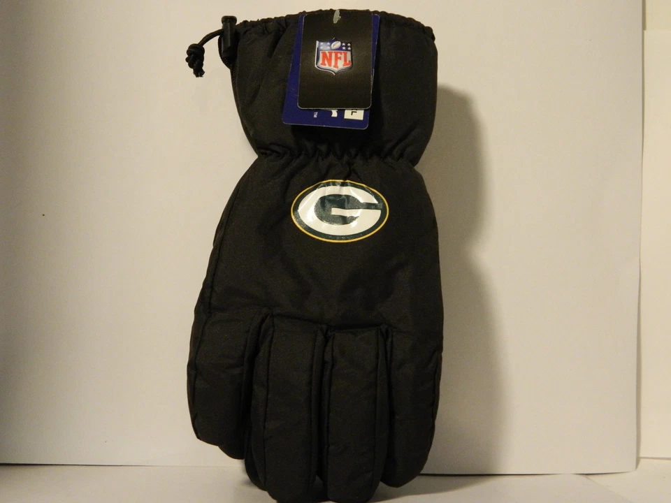 SZ Sm/Med Green Bay Packers Зимние Лыжные Перчатки Задняя дверь Игра Черные ИЗОЛИРОВАННЫЕ - Изображение 3 из 4