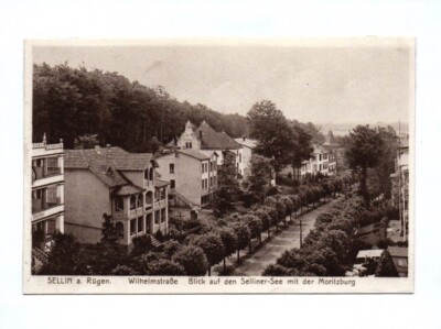 Postcard Sellin on Rügen Wilhelmstraße view of Lake Sellin with the Moritzburg
