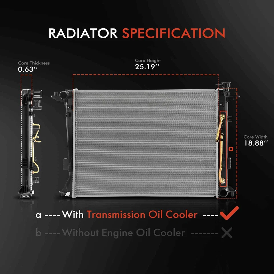 Auto Radiator w/ Trans Oil Cooler for Hyundai Genesis Coupe 2013-2014 2.0L Coupe - Image 2 of 4