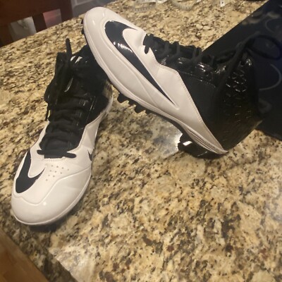 Nike Lunarlon Code Pro Men's SZ 11.5 Black White High Top Football Cleats Shoes