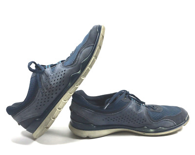 ECCO SHOES Mens US 10/10.5 EU 44 Classic Sneaker Blue Suede Leather Shoes
