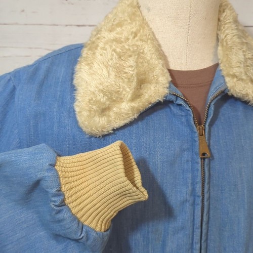Vintage 60's 70's Sears Denim Bomber Jacket Men's XL Scovill Sherpa Quilted RARE - Imagen 11 de 16