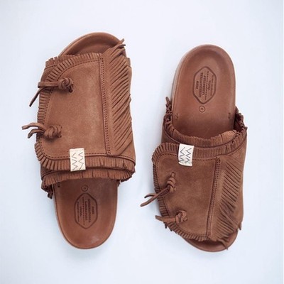 Visvim Shaman-Folk Christo Sandals Shoes Size M Brown Cowhide