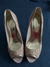Monsoon Women's Dusky Pink Lace Peep Toe Court Shoes Uk 6.5Worn Once 4.5 Heels
