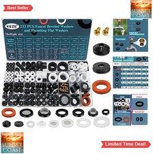 Faucet Washers Assortment Kit 233 Pieces Flat Beveled Rubber Gasket Set for
